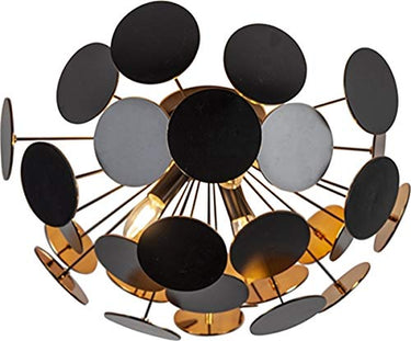 Trio Leuchten Deckenleuchte Discalgo 609900332, Metall Schwarz matt, Kunststoff-Scheiben schwarz/goldfarib, exkl. 3x E14, 54 x 54 x 30 cm, Schwarzmatt/Goldfarbig im Sale